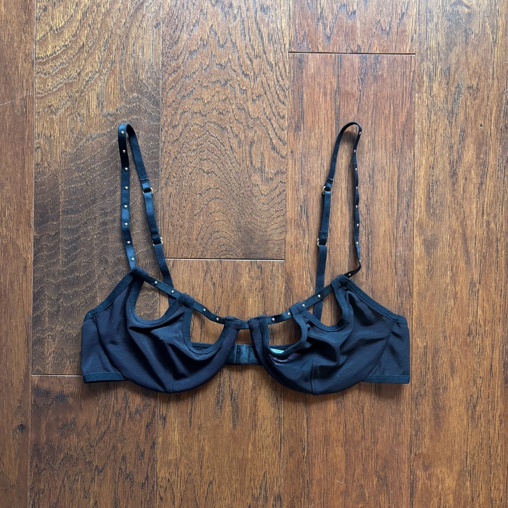 Urban Outfitters Mesh Studded Bra Black Gold | 34B | NWOT